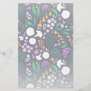 Nacht Maan Tuin Bloemen Botanisch Patroon Briefpapier