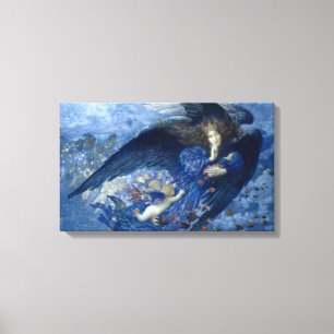Nacht met haar Train of Stars (Angel met Cherubs) Canvas Afdruk