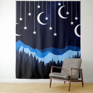 Nacht met het maanportret wandkleed