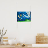 Nacht met muziek en vogels poster (Keuken)