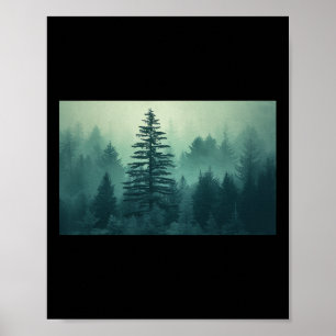 Nacht Natuur Bomen Buiten Bos Groen Bergen  Poster