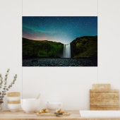 Nacht op Skógafoss Poster (Keuken)