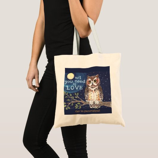 Nacht "Owl Love" Humoureuze Canvas tas Personalise (Voorkant (product))