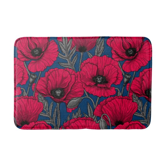 Nacht papavertuin badmat (Voorkant)