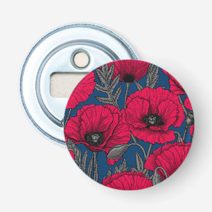 Nacht papavertuin button flesopener