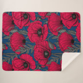 Nacht papavertuin sherpa deken (Voorkant (horizontaal))