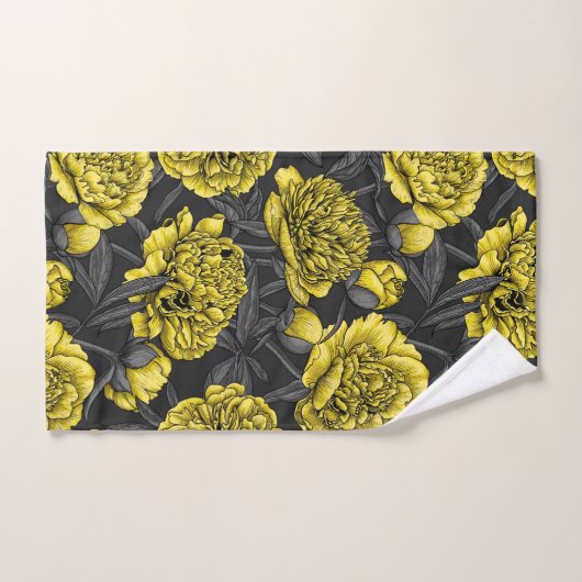 Nacht pony-tuin in geel en grijs bad handdoek (Handdoek)