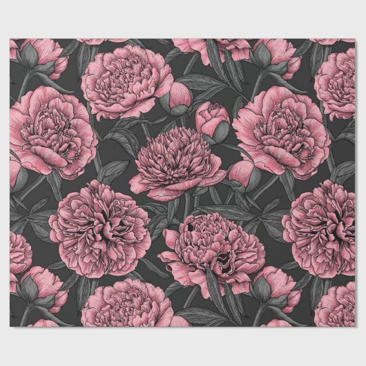 Nacht pony-tuin in roze en grijs cadeaupapier (Vlak)