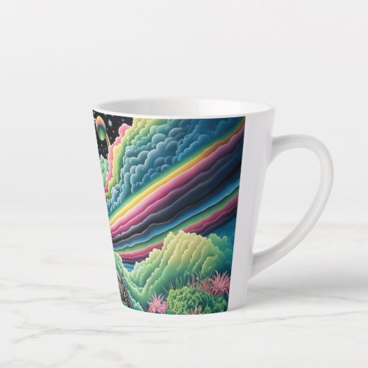 Nacht Regenboog Kraai Latte Mok (Rechts)