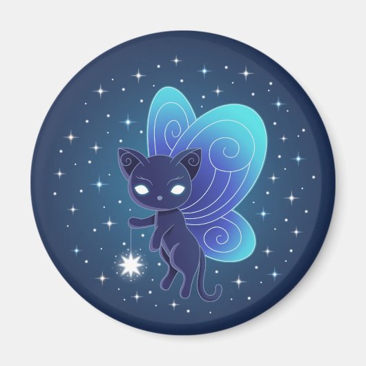 Nacht Ster Fee Pixie Kat Magneet (Voorkant)