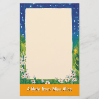 Nacht sterren & bloemen Stationery Briefpapier