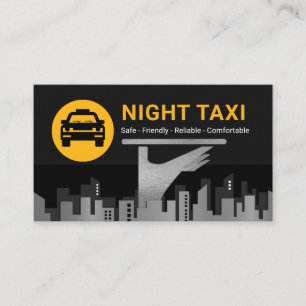 Nacht Taxi Cab Service Stad Silhouet Visitekaartje