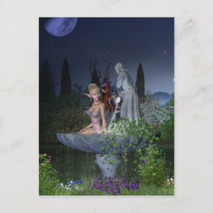Nacht-tijd Garden Fairy Briefkaart