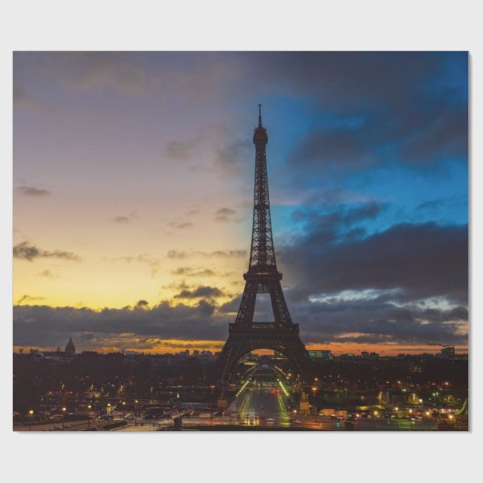 Nacht tot dag over Eiffeltoren uit Trocadero Cadeaupapier (Vlak)