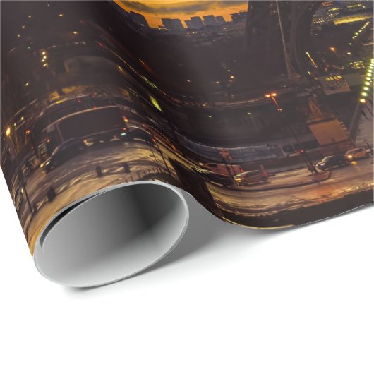 Nacht tot dag over Eiffeltoren uit Trocadero Cadeaupapier (Rol Hoek)