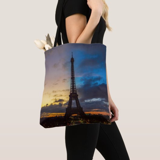 Nacht tot dag over Eiffeltoren uit Trocadero Draagtas (Dichtbij)