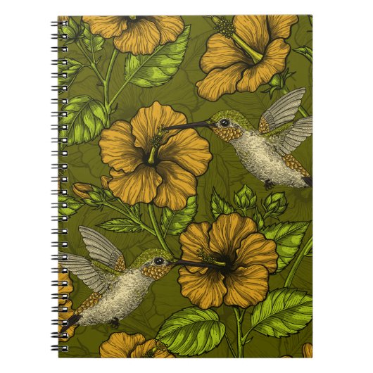Nacht tropische tuin geel en groen notitieboek (Voorkant)