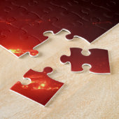 Nacht uitzicht lava stroomt op de helling van de v legpuzzel (Zijkant)