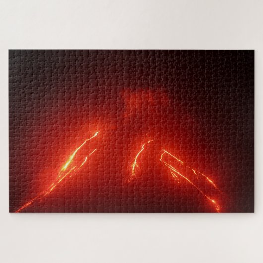 Nacht uitzicht lava stroomt op de helling van de v legpuzzel (Horizontaal)