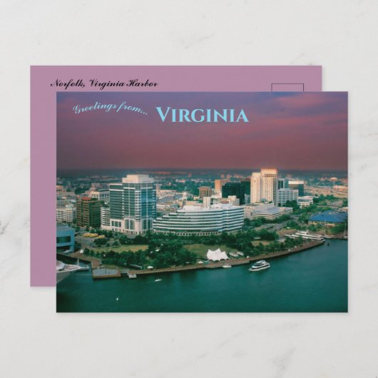 Nacht Uitzicht Norfolk Virginia Harbour Briefkaart (Voorkant / Achterkant)