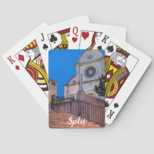 Nacht uitzicht trappen en kerk in Split, Kroatië Pokerkaarten