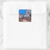 Nacht uitzicht trappen en kerk in Split, Kroatië Vierkante Sticker (Tas)