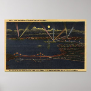 Nacht Uitzicht van het metropolitane gebied van de Poster