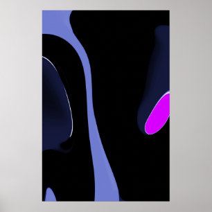 Nacht van de komeet: Abstract blauw, Paarse & zwar Poster