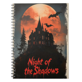 Nacht van de Schaduwen - Retro Haunted House Desig Notitieboek