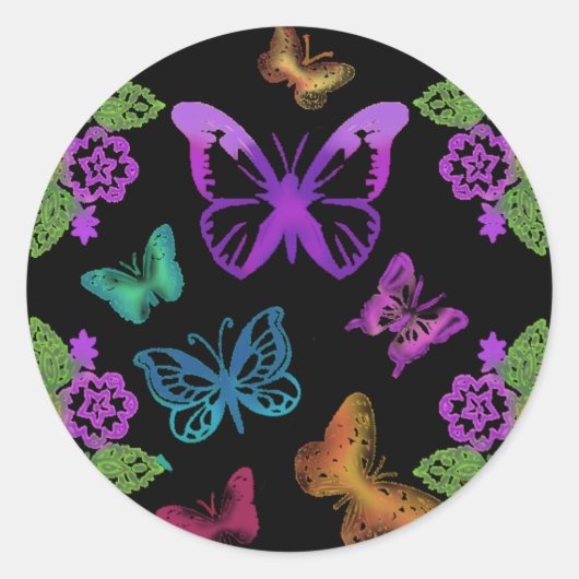 Nacht van de Vlinders Ronde Sticker (Voorkant)