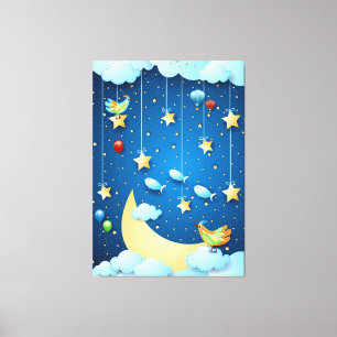 Nacht van grote long canvas afdruk