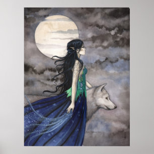 Nacht van het Wolf Fantasy Art Poster