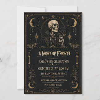 Nacht van Verschrikkingen Gotisch Skelet Halloween Kaart