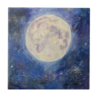 Nacht Volle Maan Hemel Maureen Girard Unive Tegeltje