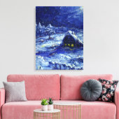 Nacht. Winter. Rusland Canvas Afdruk (Insitu (Woonkamer))