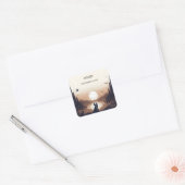 Nacht Zonsondergang Maan Wolk Schemering Bruidsmei Vierkante Sticker (Envelop)