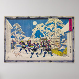nachtaanval Utagawa Hiroshige Poster
