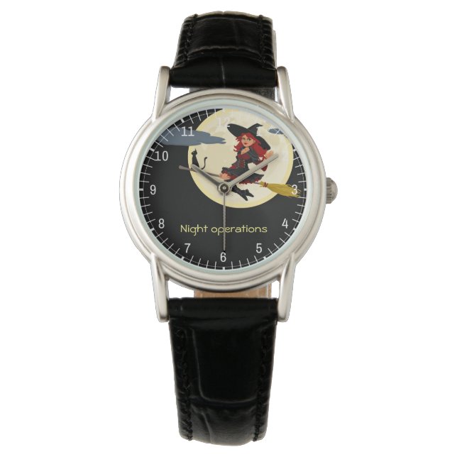 Nachtactiviteiten grappig aanpasbaar horloge (Voorkant)