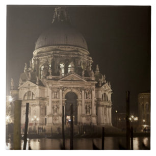 Nachtbeeld over water van San Giorgio Maggiore Tegeltje