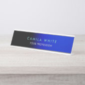 Nachtblauw Elegant Professioneel Classy Business Bureau Naambordje (Voorkant)