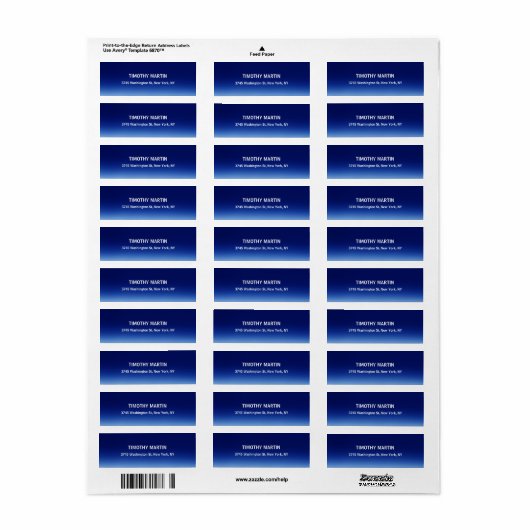 Nachtblauw Plain Elegant Modern Uniek Etiket (Full Sheet)