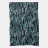 Nachtblauwe camo camouflage theedoek (Verticaal)