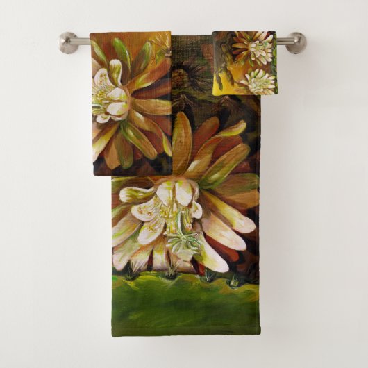 Nachtbloeiende cereus cactus in bloesem bad handdoek (Insitu)