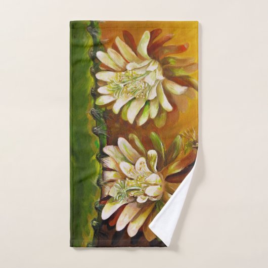 Nachtbloeiende cereus cactus in bloesem bad handdoek (Handdoek)