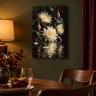 Nachtbloeireflecties Canvasprint Canvas Afdruk