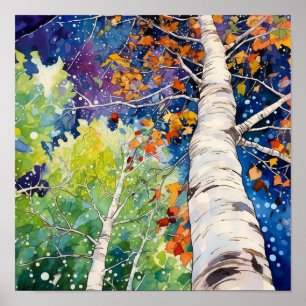 Nachtboslandschap Home Decor Poster
