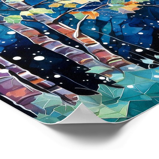 Nachtboslandschap Home Decor Poster (Hoek)