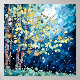 Nachtboslandschap Home Decor Poster