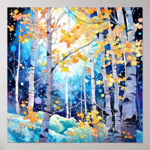 Nachtboslandschap Home Decor Poster