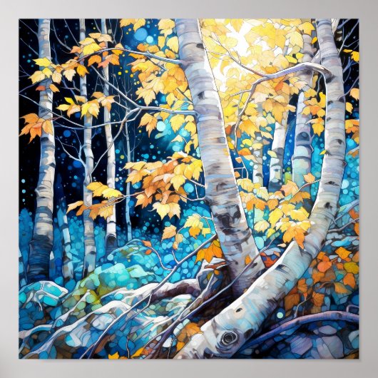 Nachtboslandschap Home Decor Poster (Voorkant)